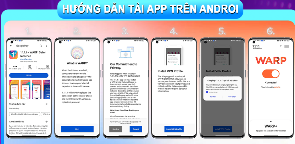 Tải warp 1111 trên Androi